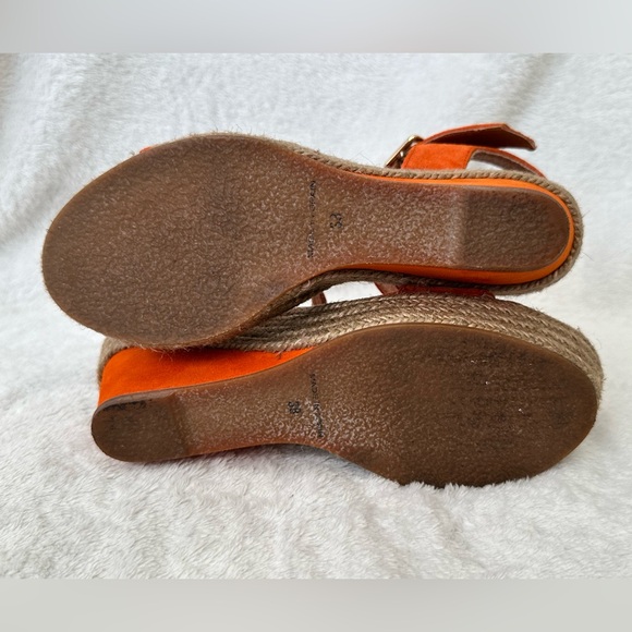 Kanna Orange Suede Leather Espadrille Wedge Sandals Women’s Size 38 / US 7-7.5 - Picture 13 of 14